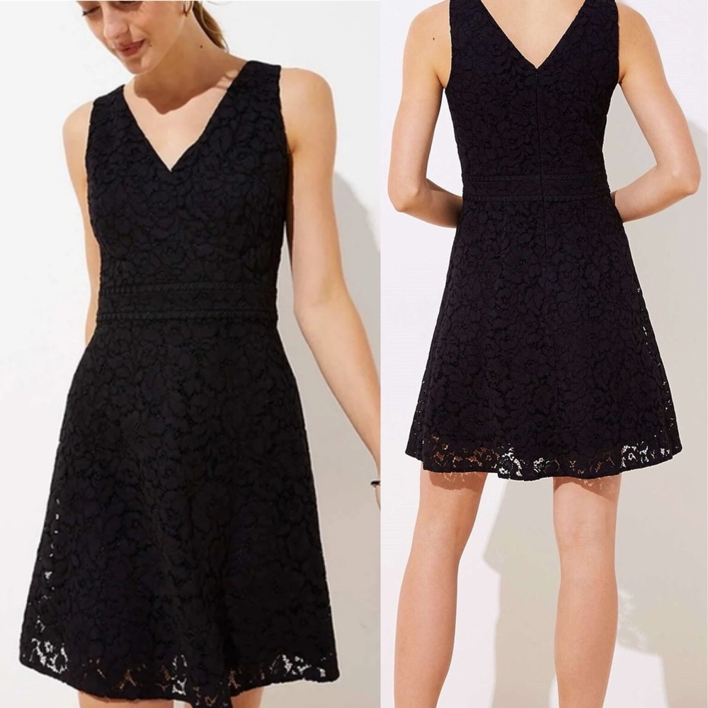 NWOT LOFT Black Lace V-Neck Dress 💗